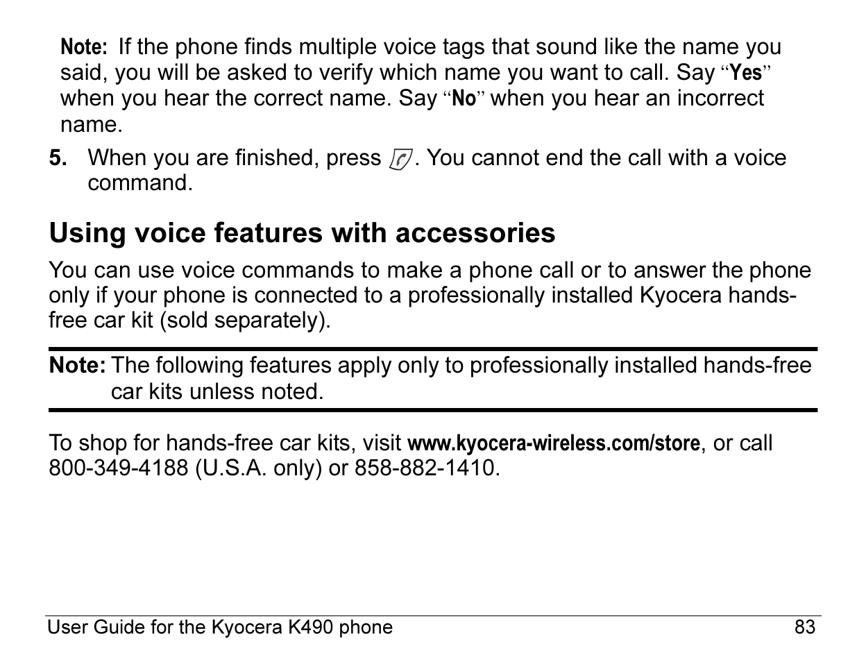 Using voice features with accessories | Kyocera ENERGI K490 User Manual | Page 105 / 135