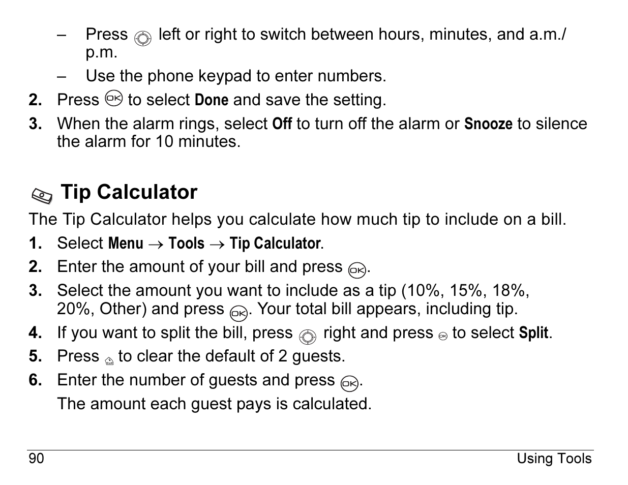 Tip calculator | Kyocera ENERGI K490 User Manual | Page 112 / 135