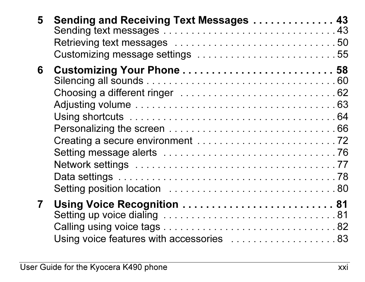 Kyocera ENERGI K490 User Manual | Page 21 / 135