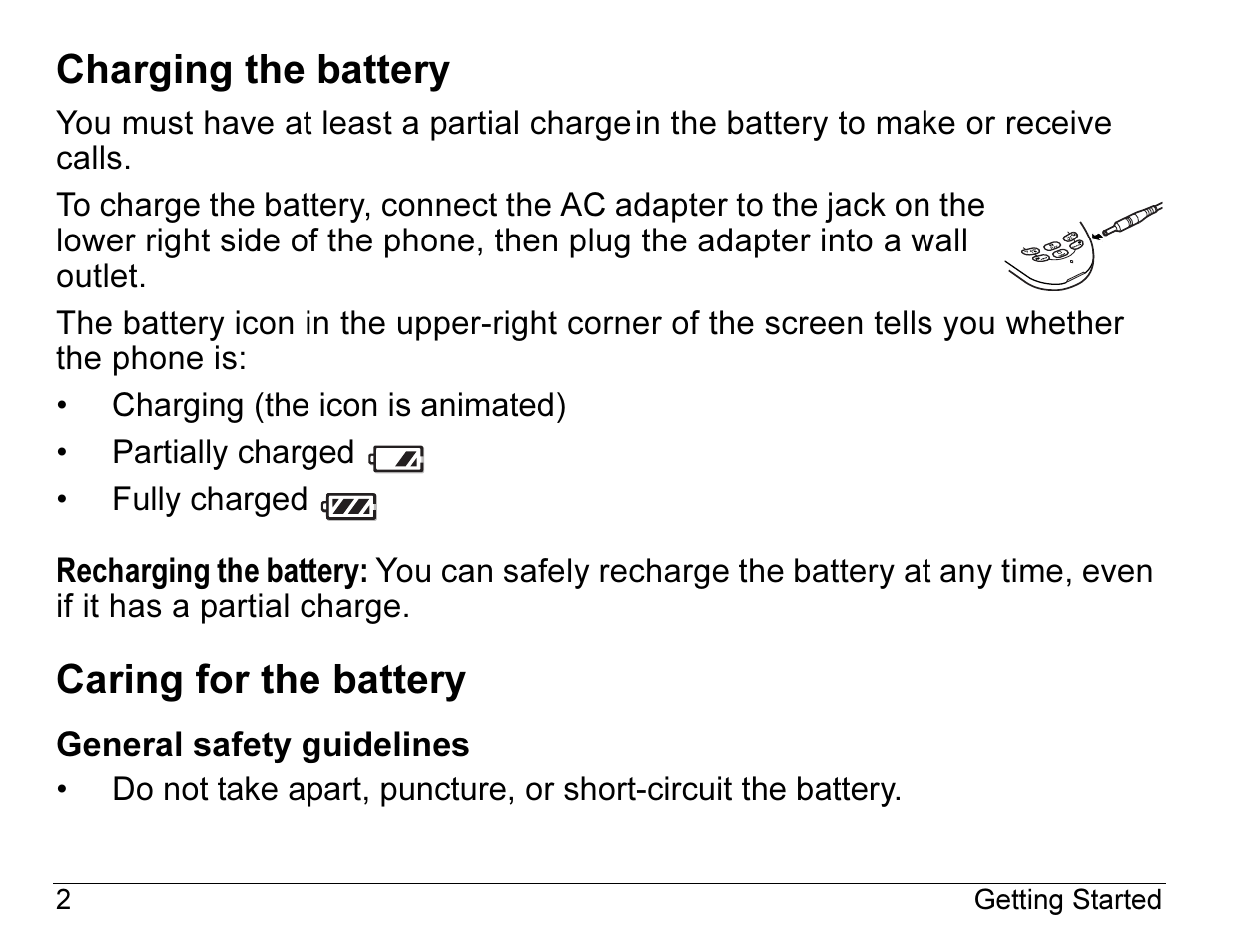 Charging the battery, Caring for the battery | Kyocera ENERGI K490 User Manual | Page 24 / 135