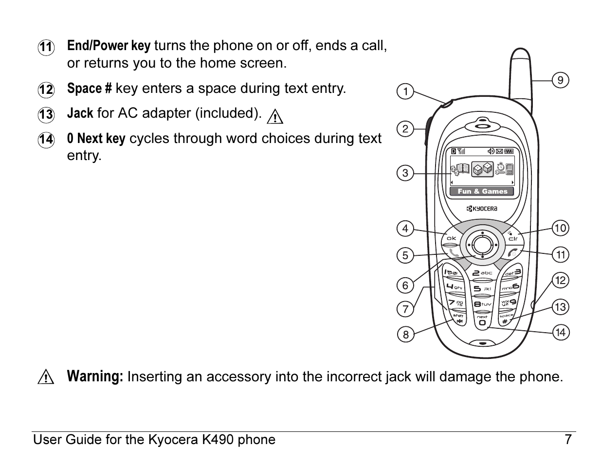 Warning | Kyocera ENERGI K490 User Manual | Page 29 / 135