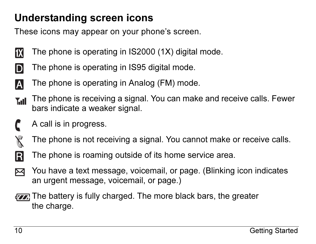Understanding screen icons | Kyocera ENERGI K490 User Manual | Page 32 / 135
