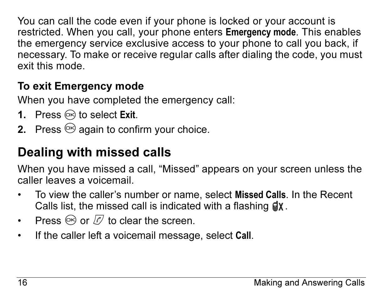 Dealing with missed calls | Kyocera ENERGI K490 User Manual | Page 38 / 135