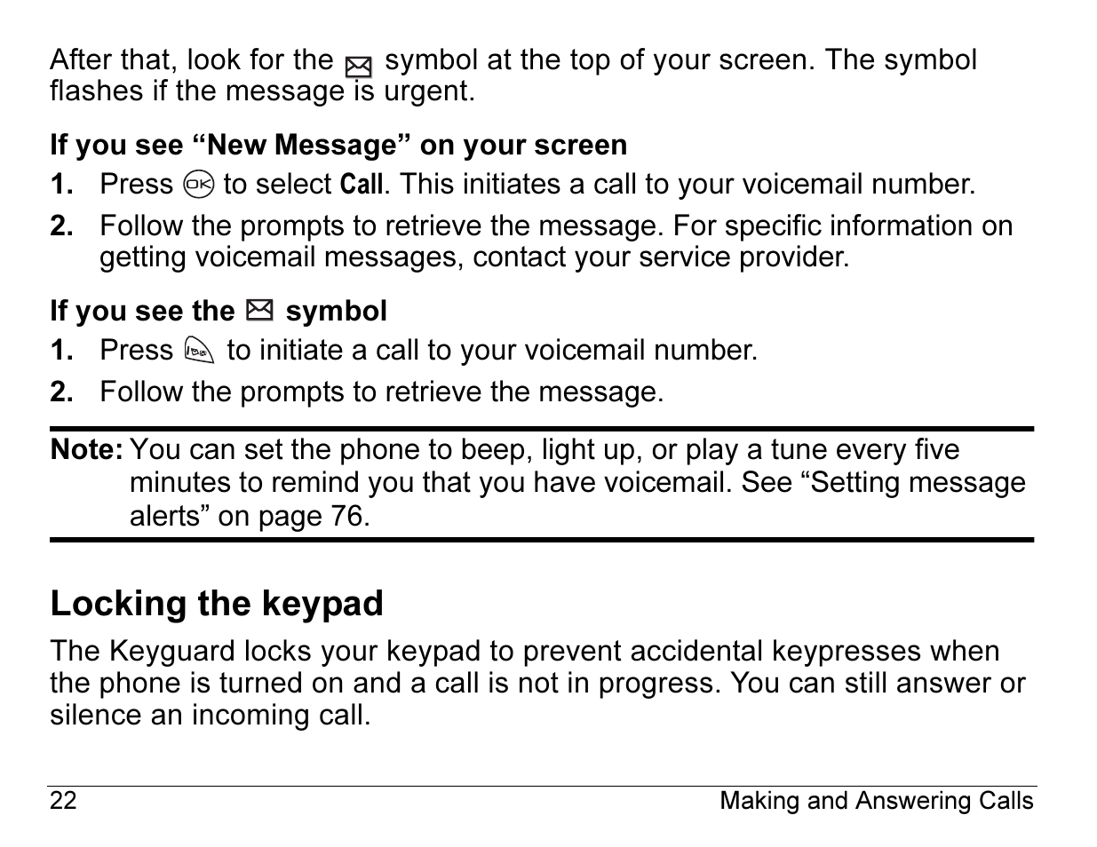 Locking the keypad | Kyocera ENERGI K490 User Manual | Page 44 / 135