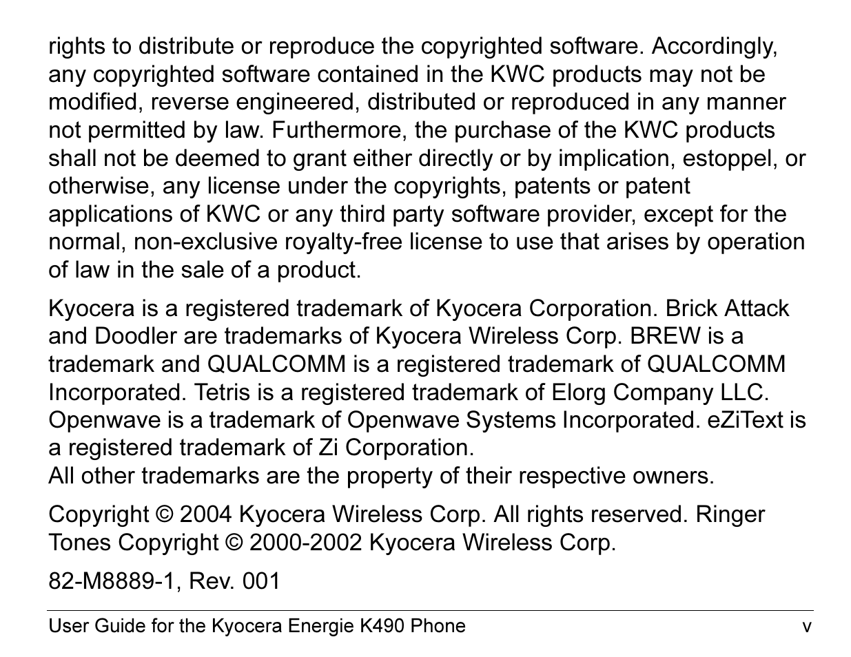 Kyocera ENERGI K490 User Manual | Page 5 / 135