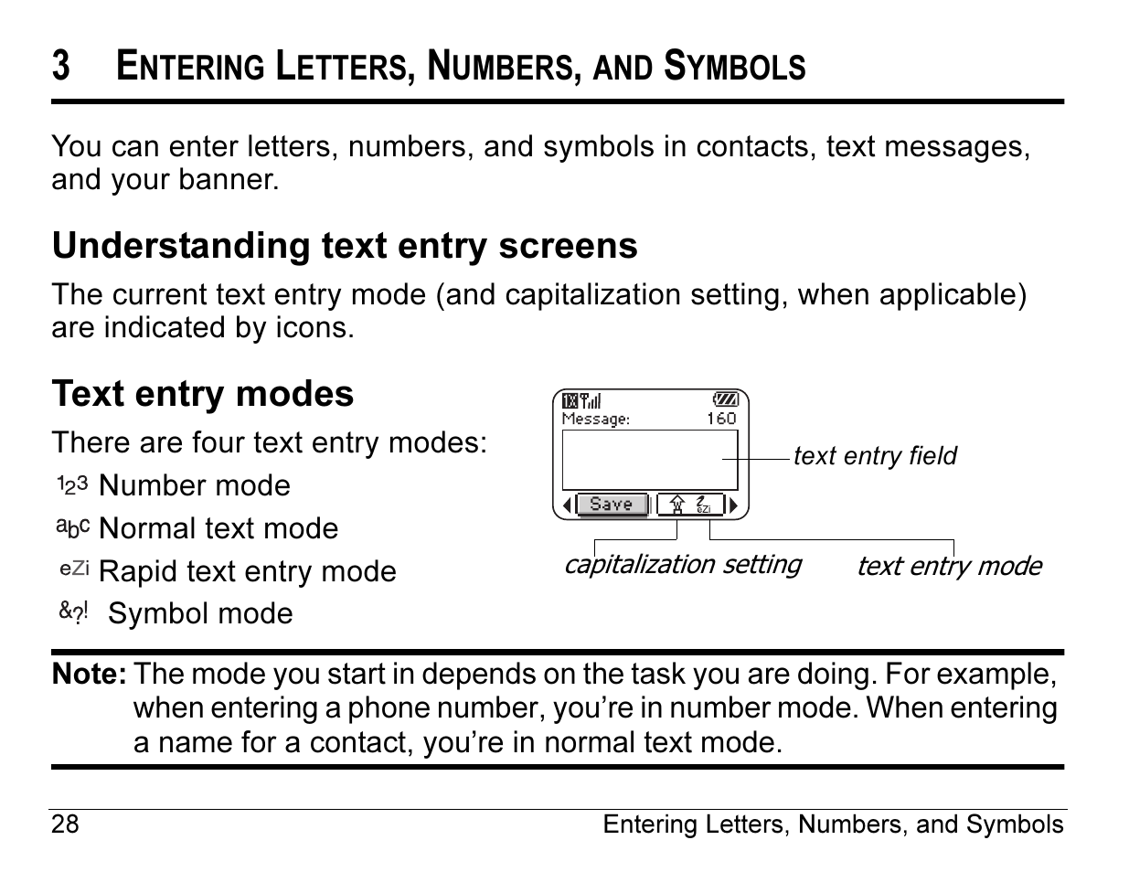 Understanding text entry screens, Text entry modes | Kyocera ENERGI K490 User Manual | Page 50 / 135