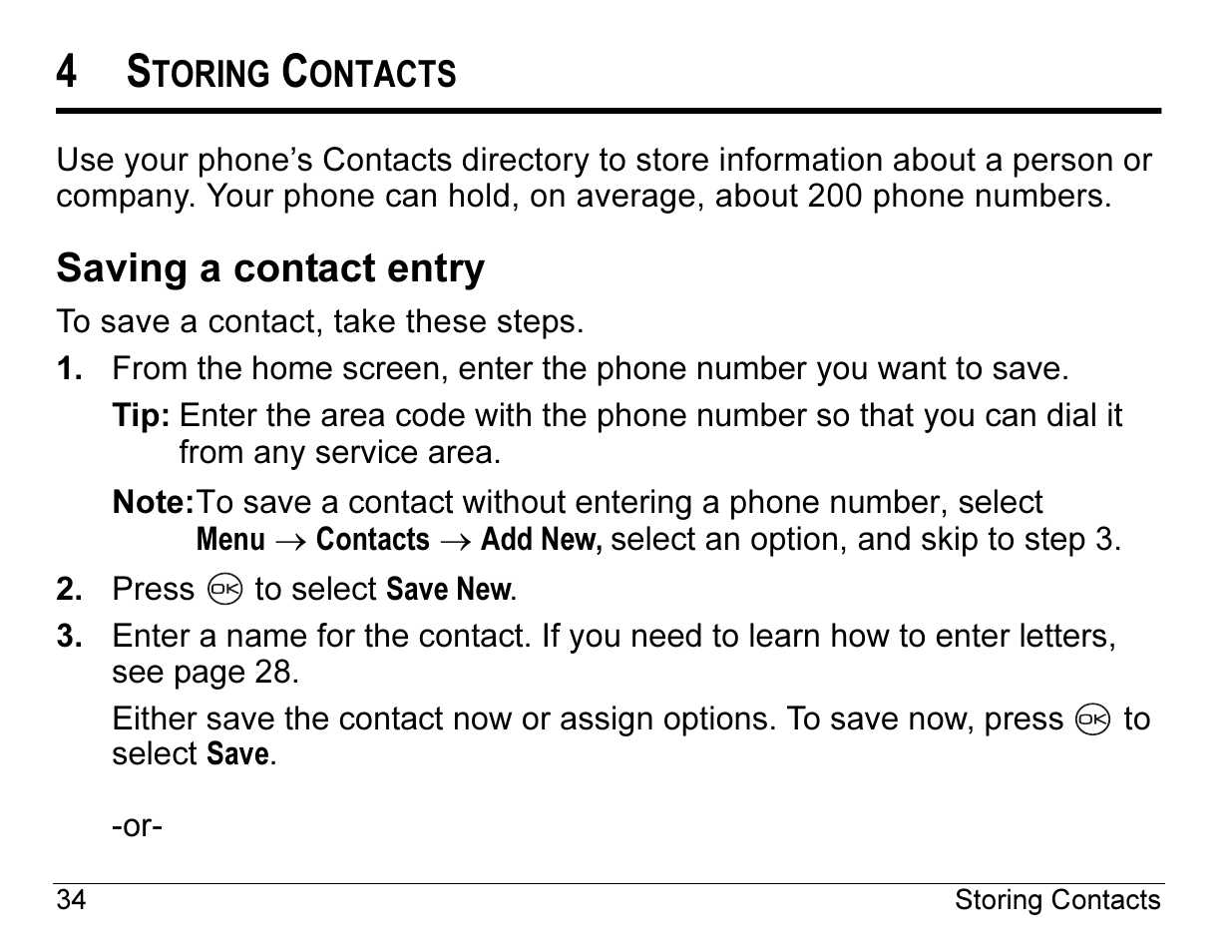 Saving a contact entry | Kyocera ENERGI K490 User Manual | Page 56 / 135