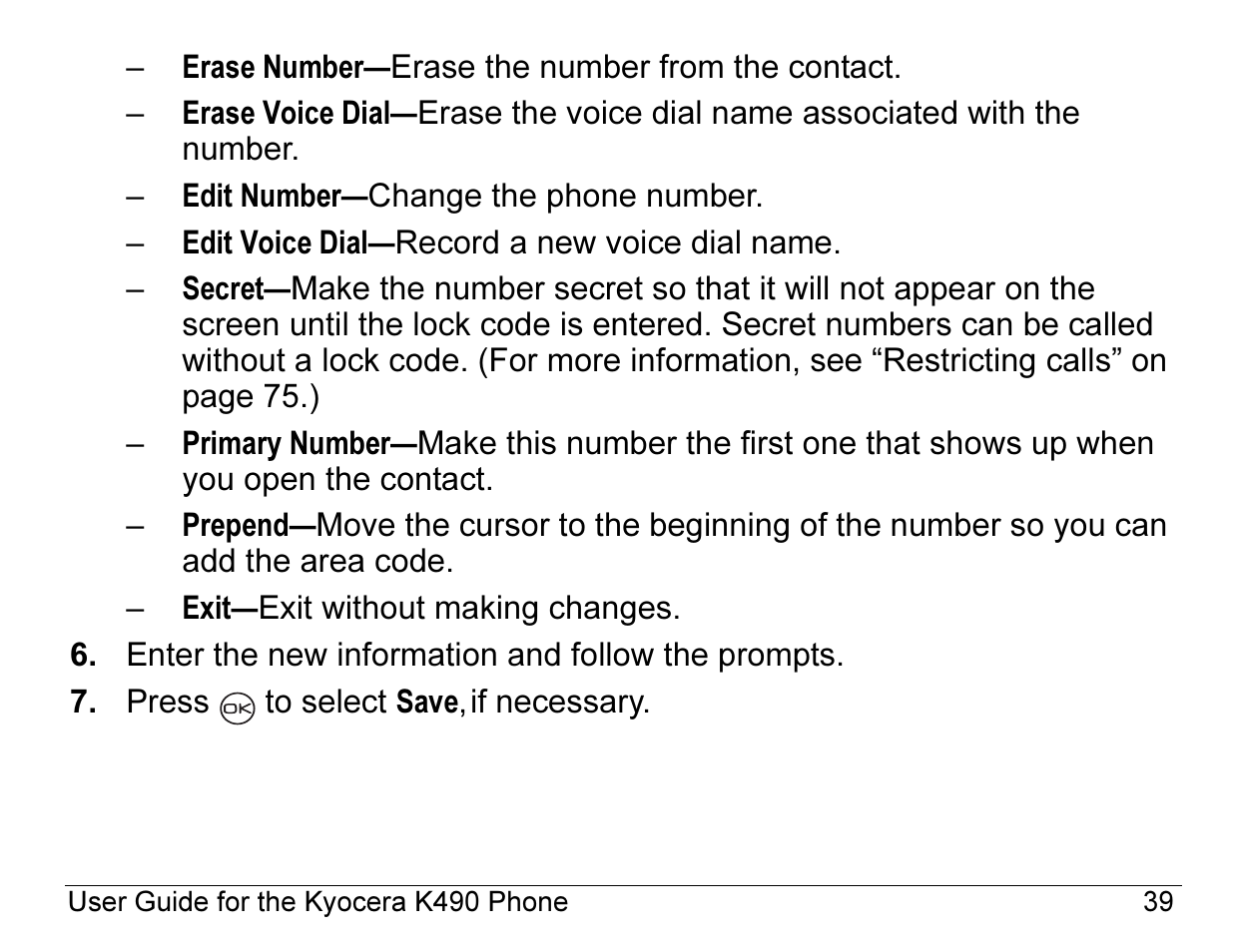 Kyocera ENERGI K490 User Manual | Page 61 / 135