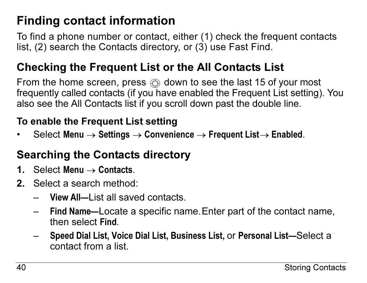 Finding contact information, Searching the contacts directory | Kyocera ENERGI K490 User Manual | Page 62 / 135