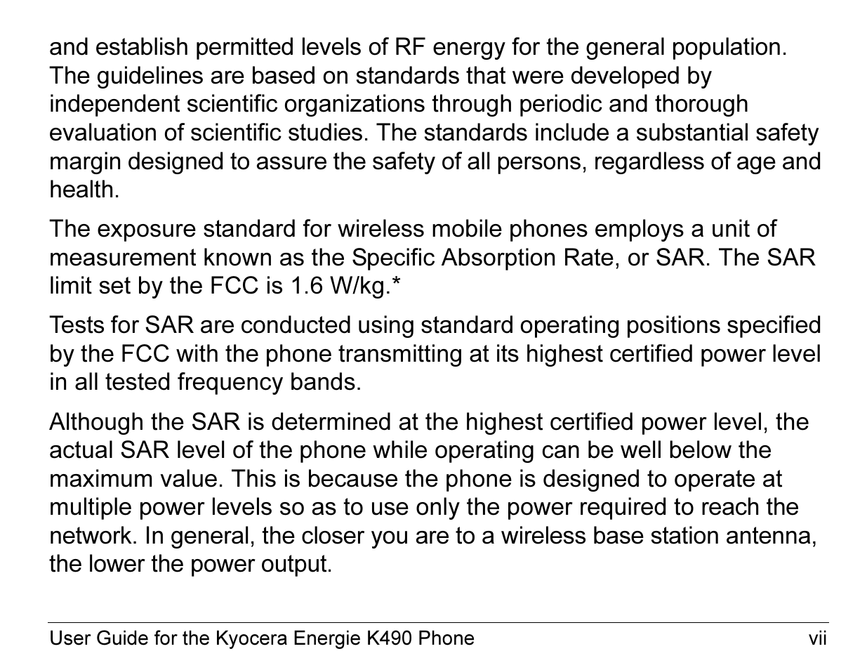 Kyocera ENERGI K490 User Manual | Page 7 / 135