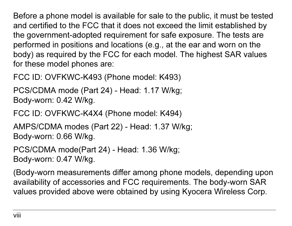 Kyocera ENERGI K490 User Manual | Page 8 / 135