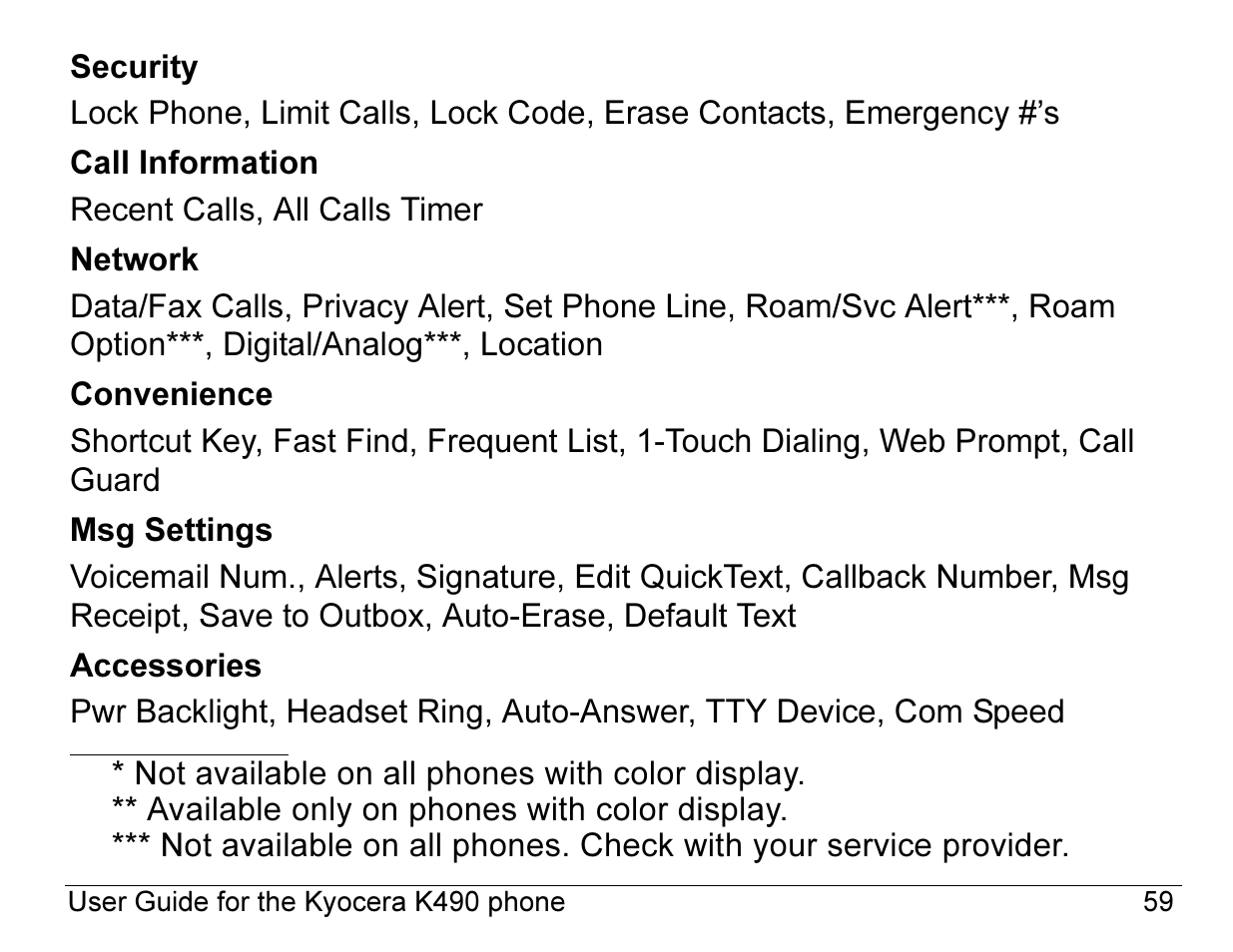 Kyocera ENERGI K490 User Manual | Page 81 / 135