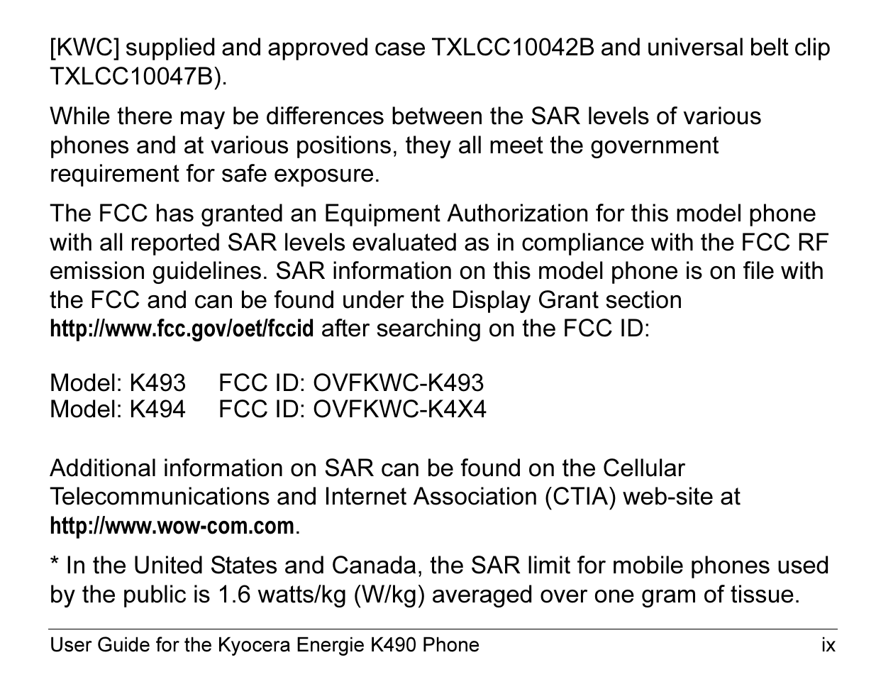 Kyocera ENERGI K490 User Manual | Page 9 / 135