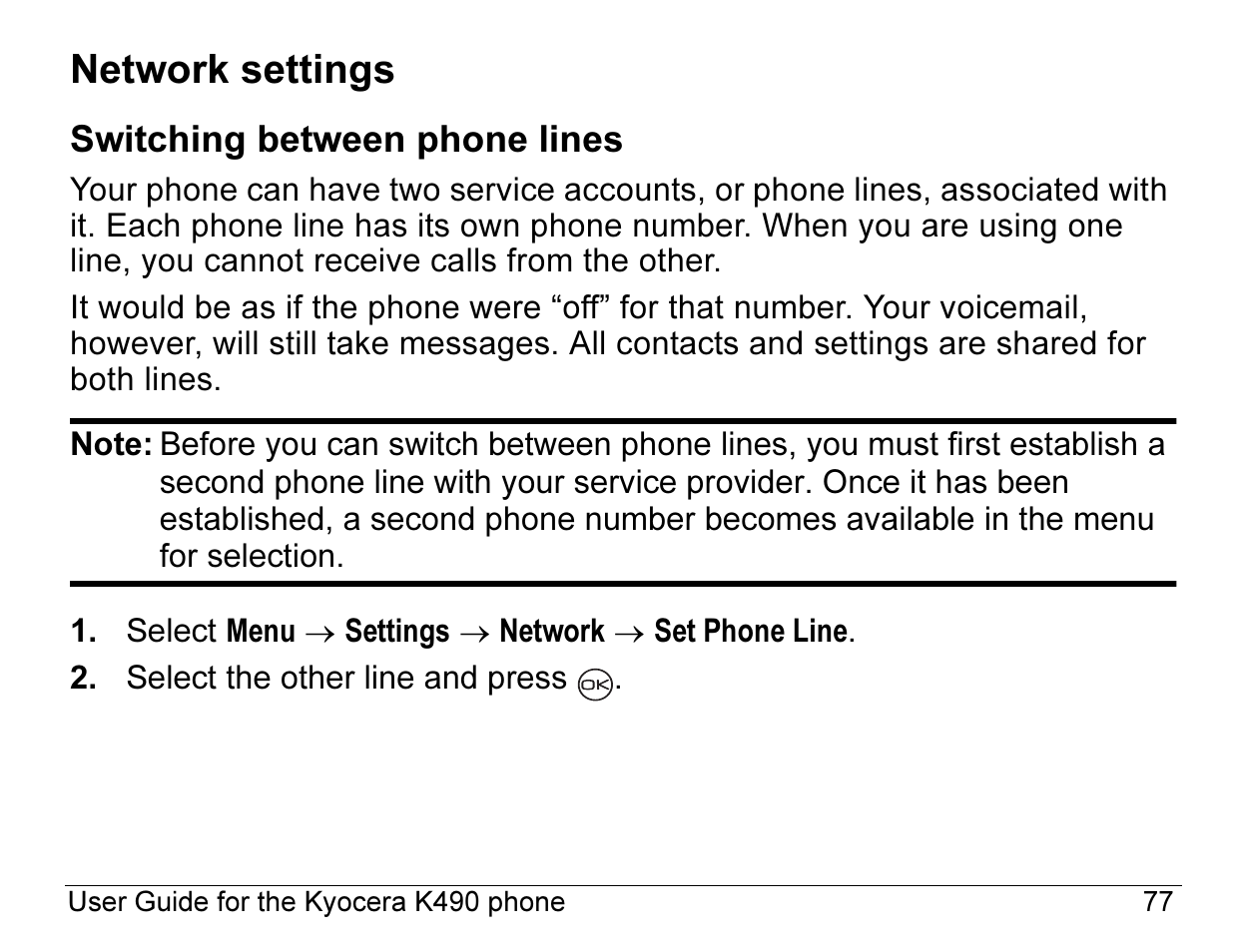 Network settings | Kyocera ENERGI K490 User Manual | Page 99 / 135