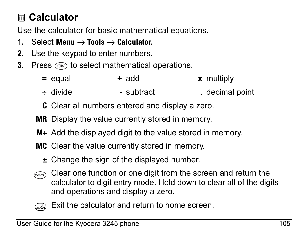 Calculator | Kyocera 3245 User Manual | Page 125 / 146