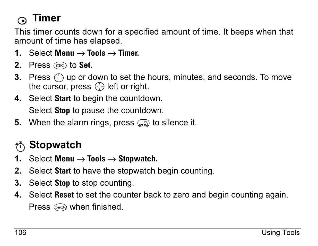 Timer, Stopwatch | Kyocera 3245 User Manual | Page 126 / 146