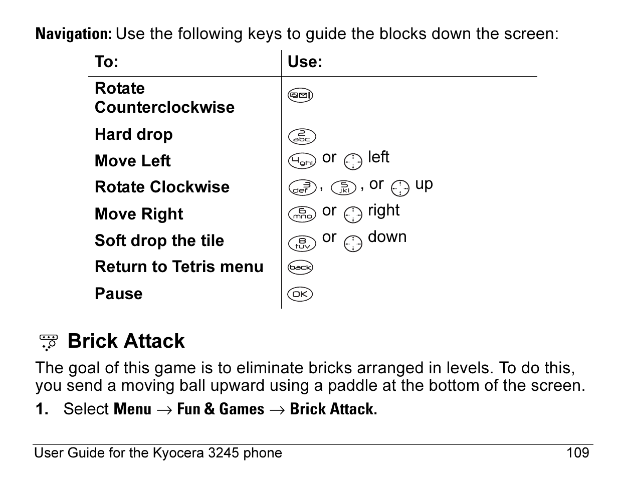 Brick attack | Kyocera 3245 User Manual | Page 129 / 146