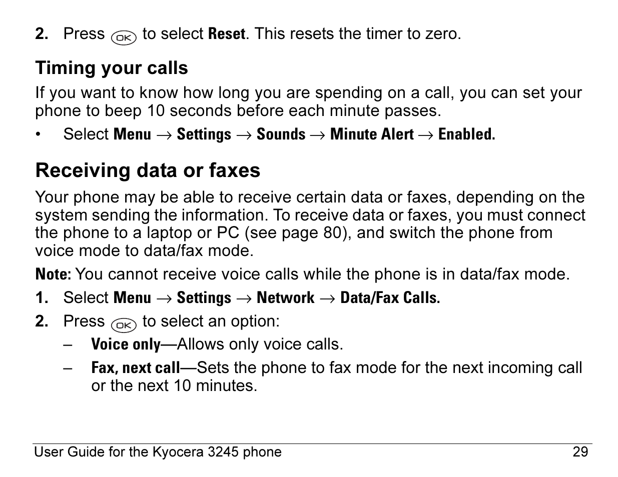 Receiving data or faxes | Kyocera 3245 User Manual | Page 49 / 146