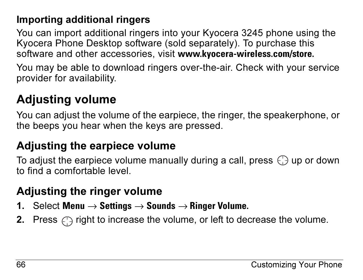 Adjusting volume | Kyocera 3245 User Manual | Page 86 / 146