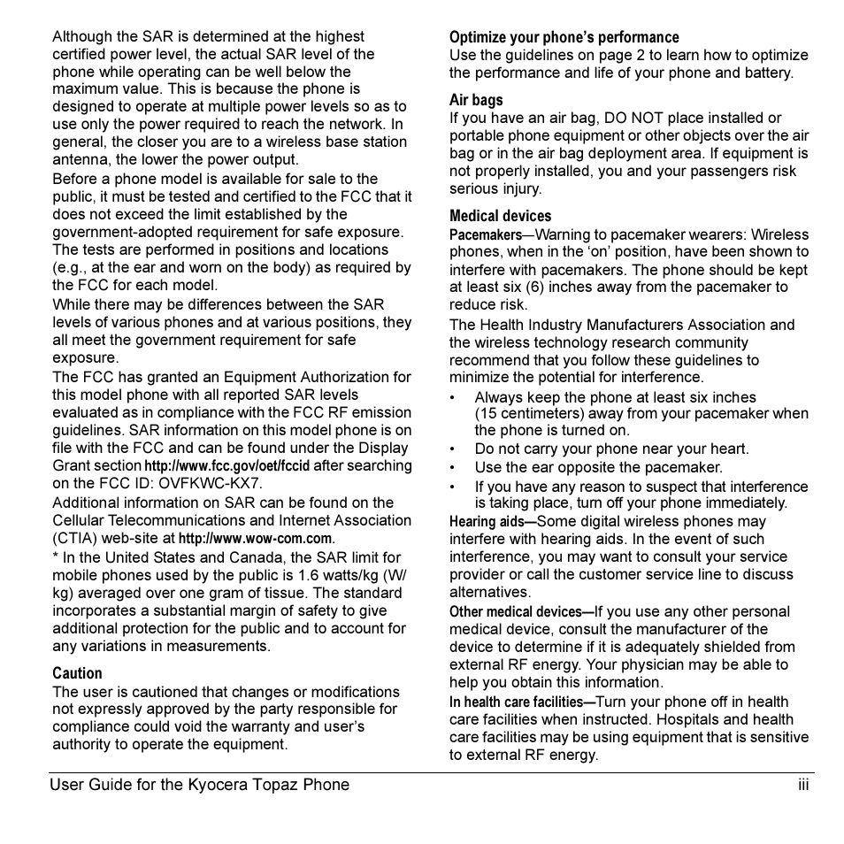 Kyocera Topaz 901 User Manual | Page 3 / 40