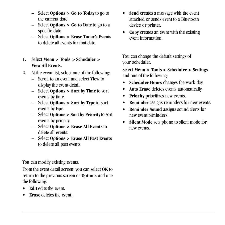 Modify an event, Scheduler settings | Kyocera Neo E1100 User Manual | Page 67 / 89