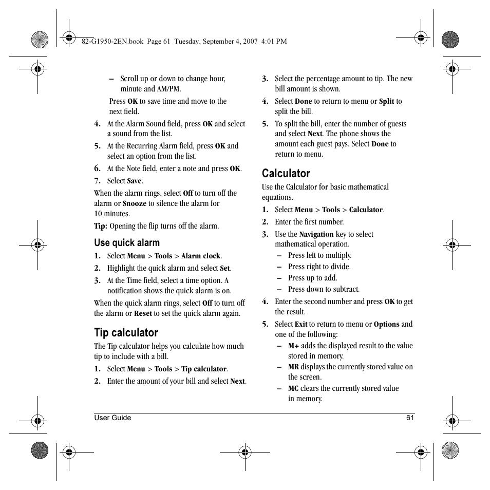 Tip calculator, Calculator | Kyocera Wild Card User Manual | Page 69 / 80