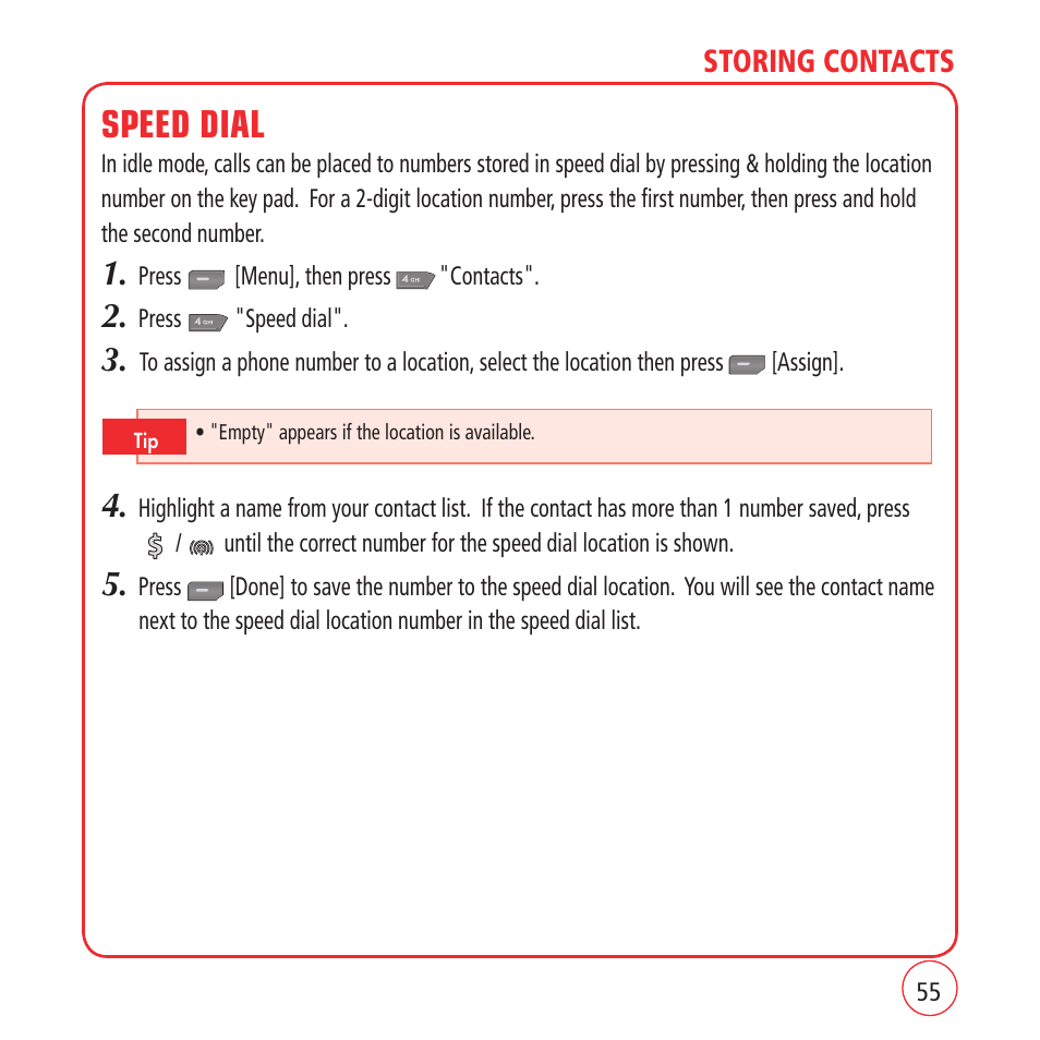 Speed dial | Kyocera VM1450 User Manual | Page 55 / 148