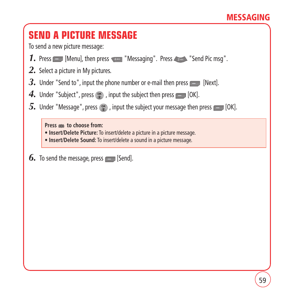 Send a picture message | Kyocera VM1450 User Manual | Page 59 / 148