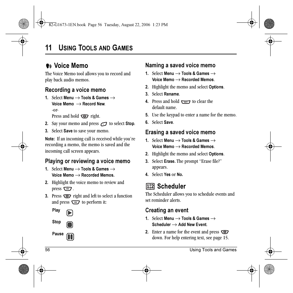 11 u, Scheduler, Sing | Ools, Ames | Kyocera K342 User Manual | Page 62 / 80