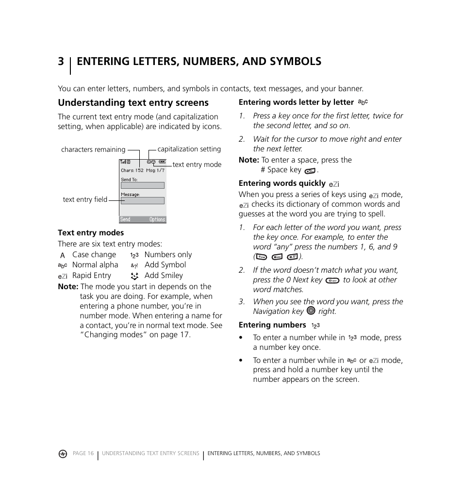 3entering letters, numbers, and symbols | Kyocera Jet KX18 User Manual | Page 24 / 95