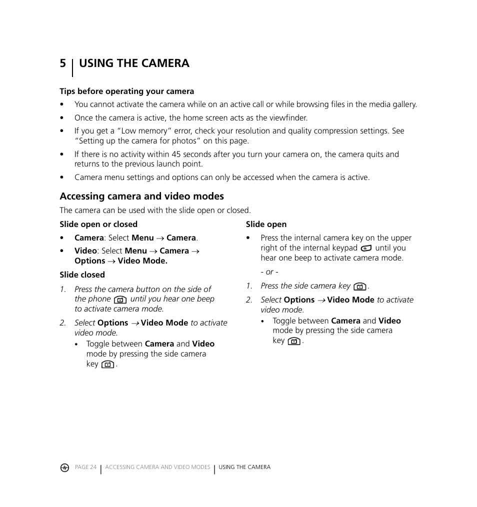 5using the camera | Kyocera Jet KX18 User Manual | Page 32 / 95