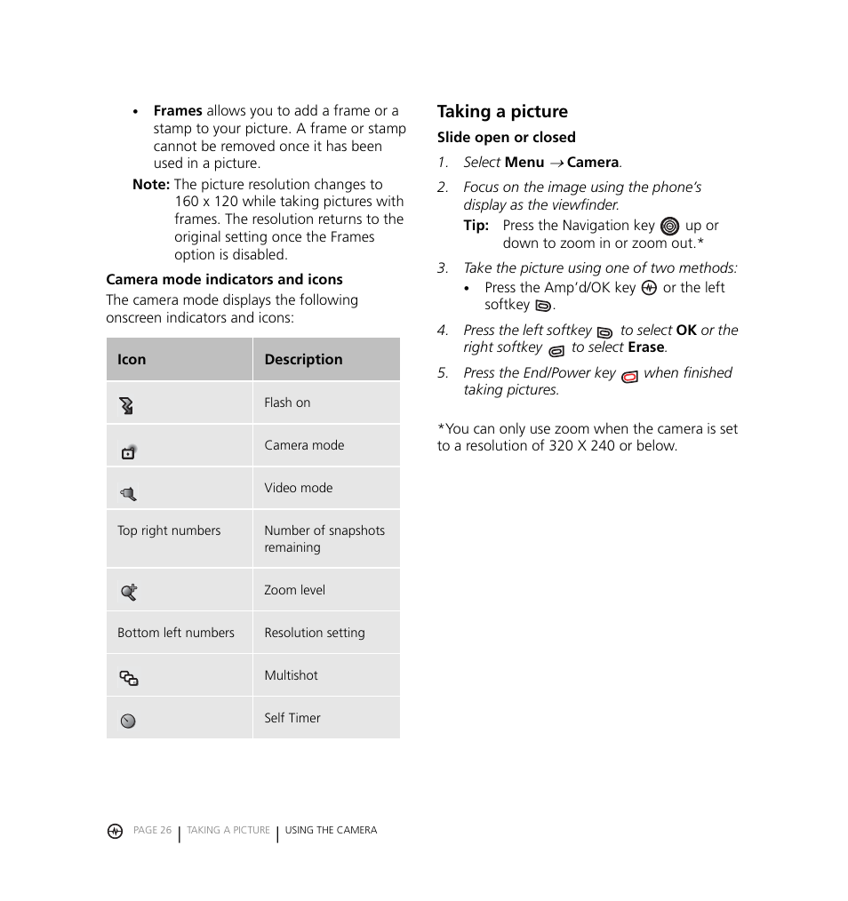 Taking a picture | Kyocera Jet KX18 User Manual | Page 34 / 95