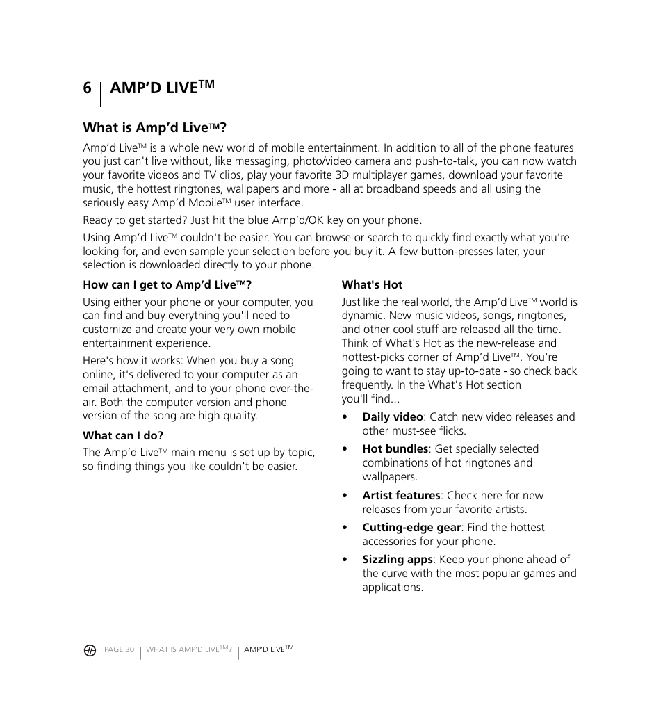 6amp’d live, What is amp’d live | Kyocera Jet KX18 User Manual | Page 38 / 95