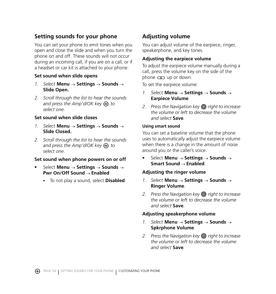 Setting sounds for your phone, Adjusting volume | Kyocera Jet KX18 User Manual | Page 62 / 95
