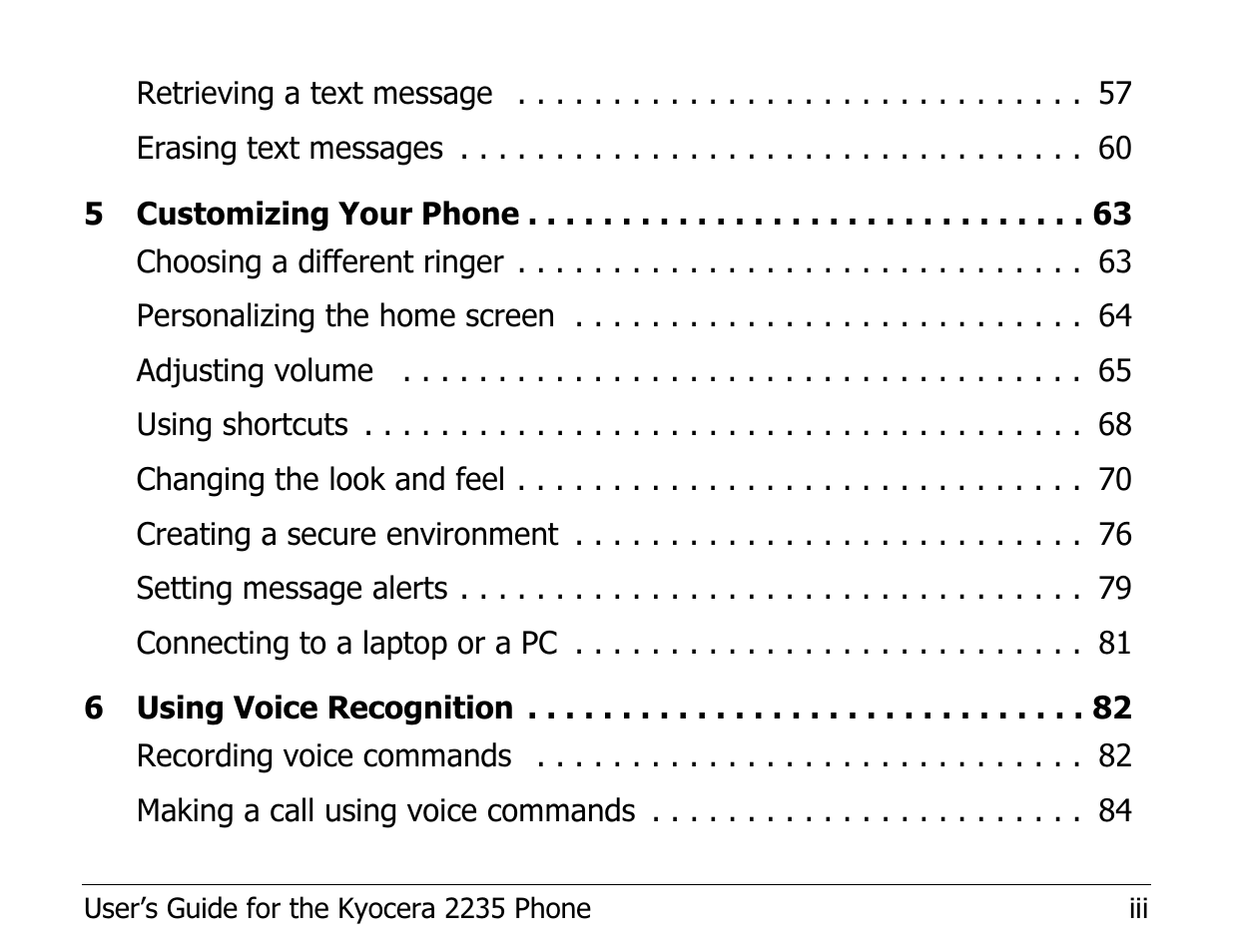 Kyocera Phone 2235 User Manual | Page 19 / 136