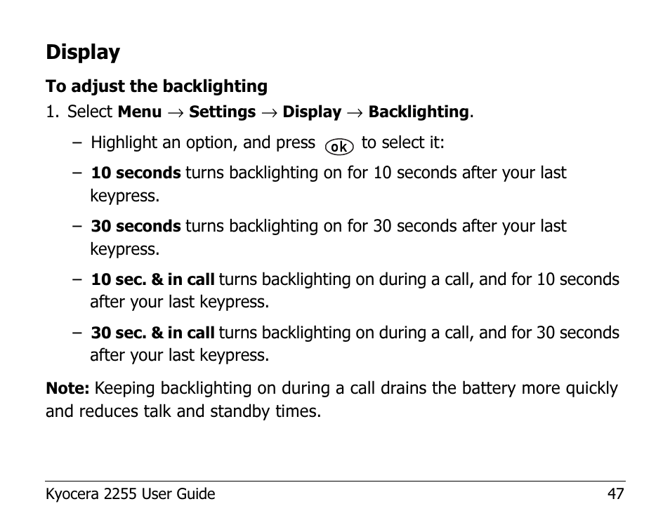Display | Kyocera 2255 User Manual | Page 61 / 110