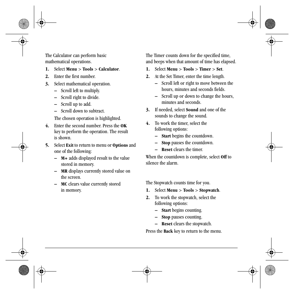 Calculator, Timer, Stopwatch | Kyocera S4000 User Manual | Page 52 / 80