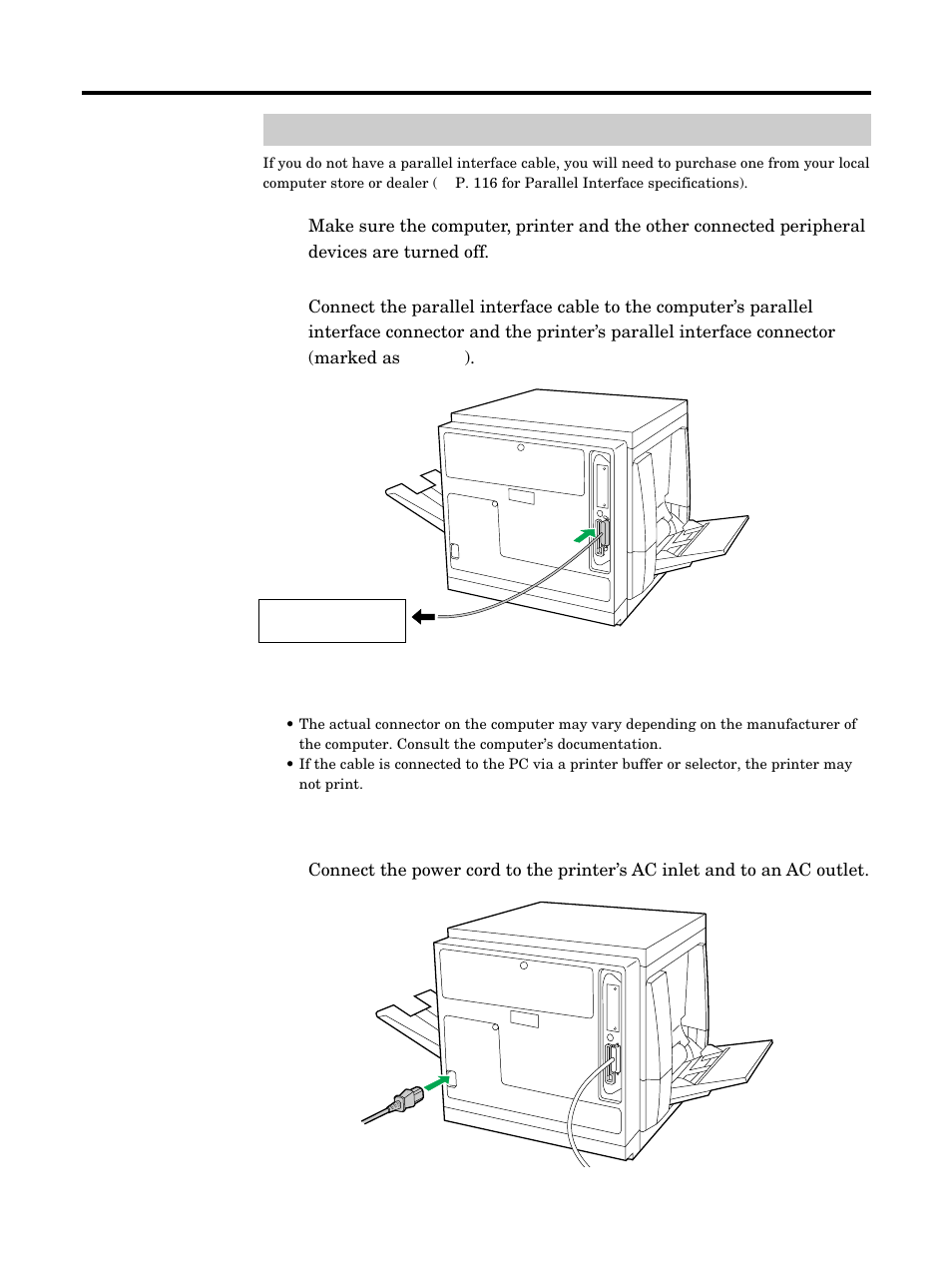 Using a parallel interface cable, P. 24), Setup | Kyocera FS-5900C User Manual | Page 37 / 132