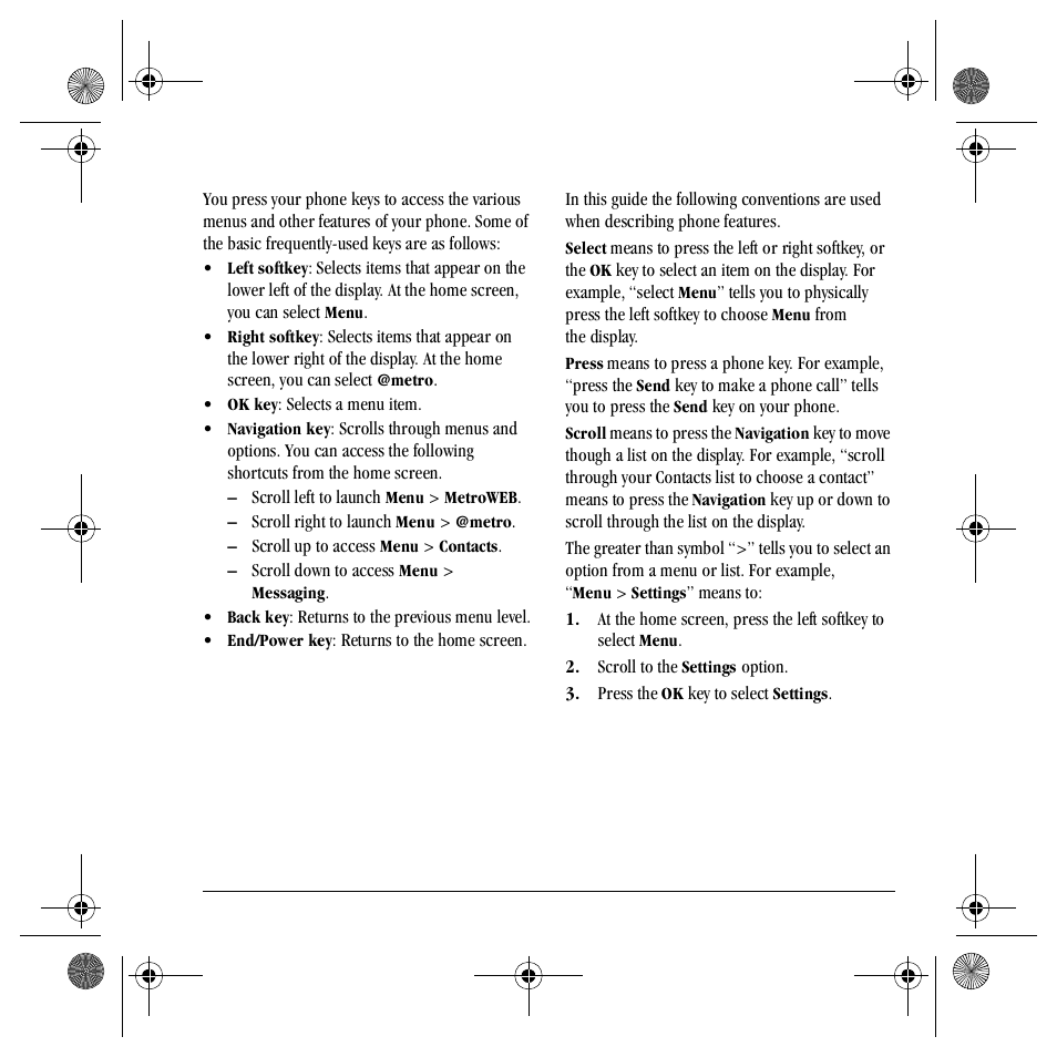 Basic navigation, Guide conventions | Kyocera Mako S4000 User Manual | Page 15 / 80