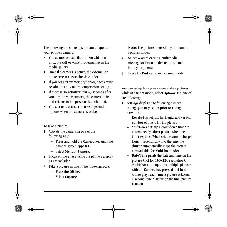 12 c, Taking a picture, Camera mode options | Amera | Kyocera Mako S4000 User Manual | Page 61 / 80