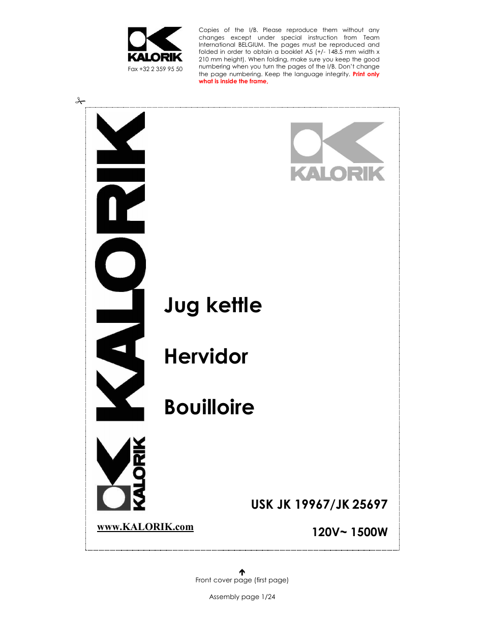 Kalorik JK 25697 User Manual | 24 pages