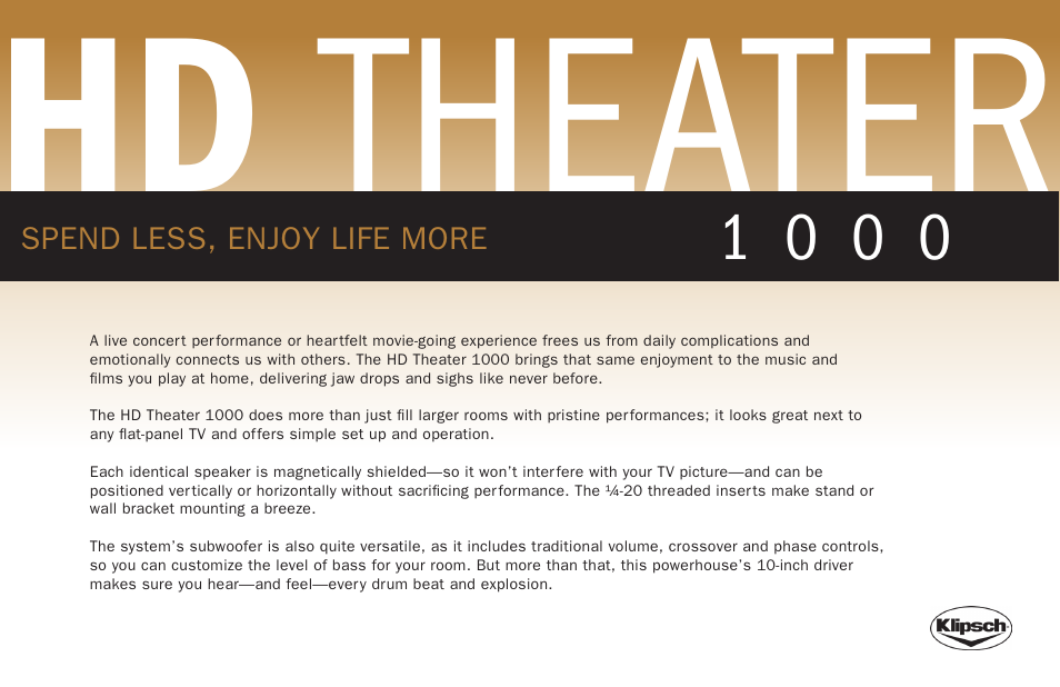 Hd theater | Klipsch HD 500 User Manual | Page 5 / 12