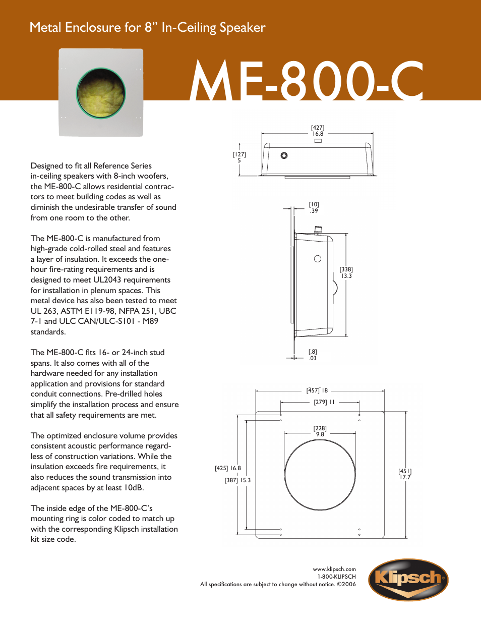 Klipsch ME-800-C User Manual | 1 page