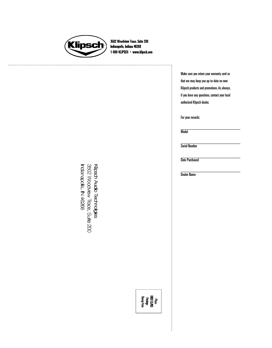 Klipsch KHC-6 User Manual | Page 6 / 6