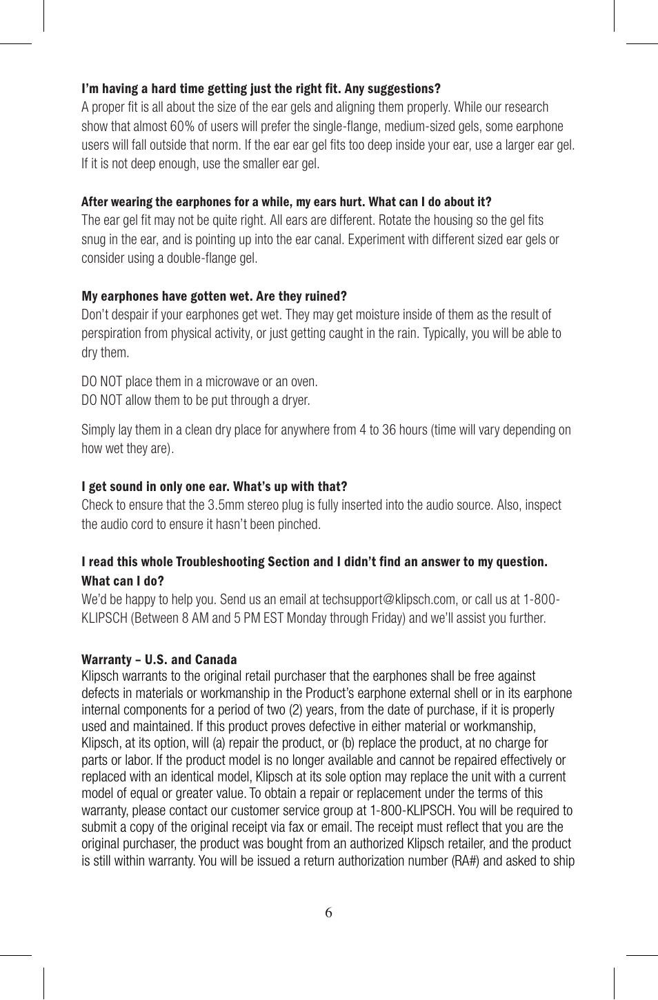 Klipsch Earphones User Manual | Page 7 / 24