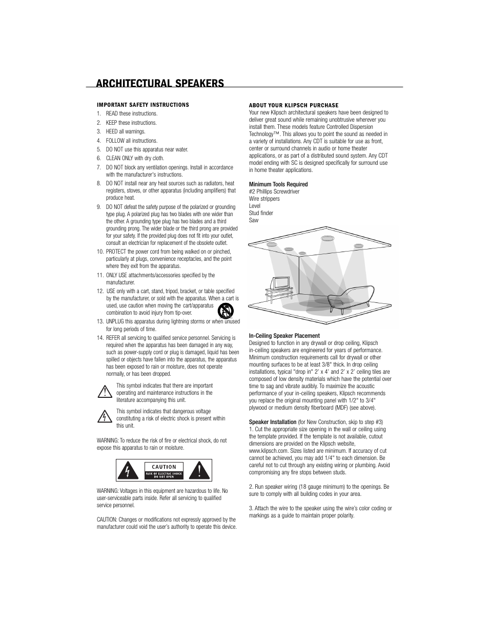 Architectural speakers | Klipsch CDT ARCHITECTURAL User Manual | Page 2 / 5