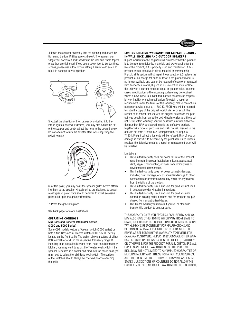 Klipsch CDT ARCHITECTURAL User Manual | Page 3 / 5