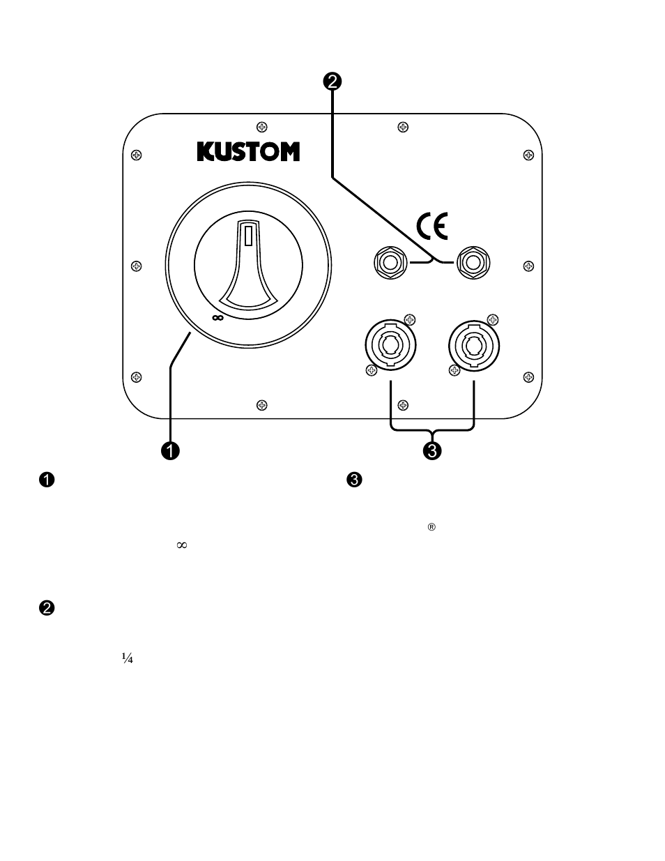 12 3 rear panel, Horn attenuator, Speaker input/output | Kustom G410H User Manual | Page 3 / 8