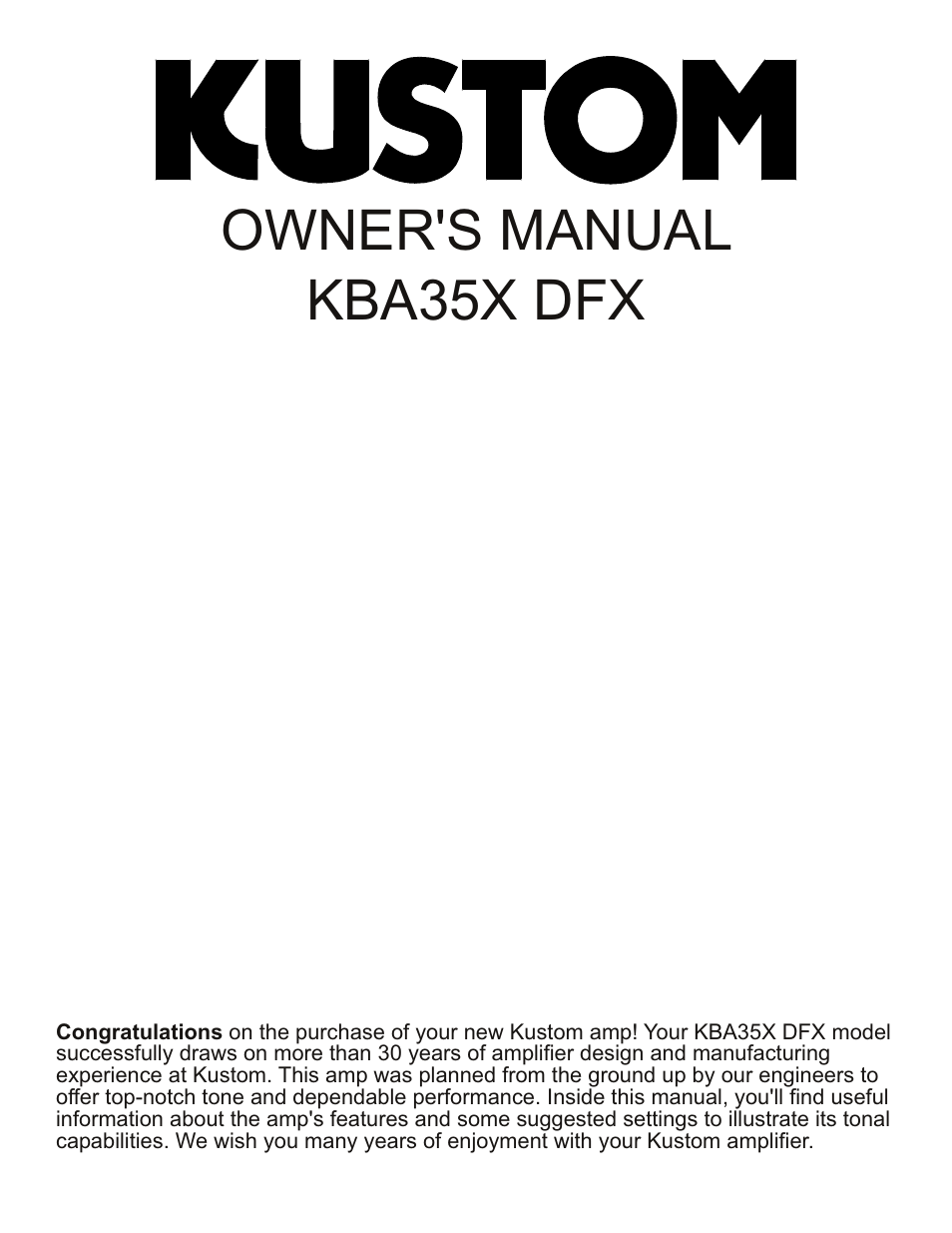 Kustom KBA35XDFX User Manual | 4 pages