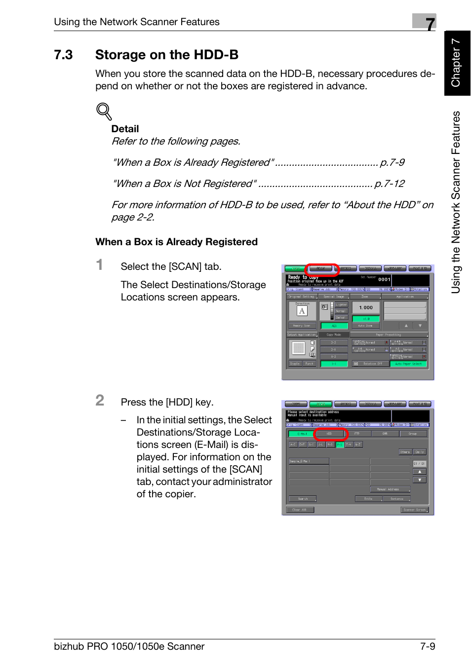 3 storage on the hdd-b, Storage on the hdd-b -9, Storage on the hdd-b | P.7-9 | Konica Minolta BIZHUB PRO 1050E User Manual | Page 122 / 190